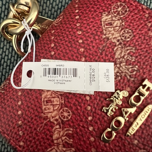 Multi Attachments Case Bag Charm With Horse And Carriage Dot Print C4305 - Picture 6 of 6